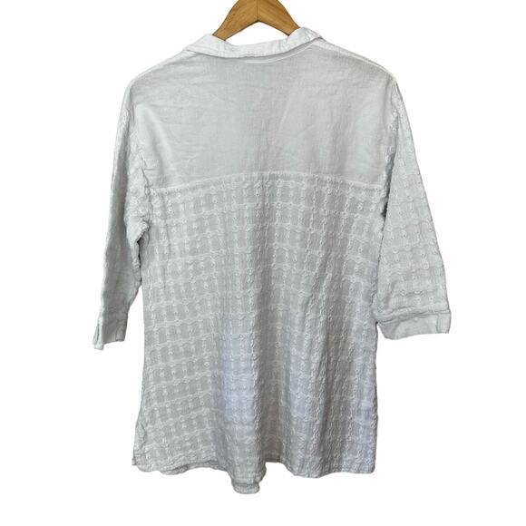 Dunes Relaxed Fashion 100% Tunic Top Beachy Coastal Textured V Neck Womens Sdf - Picture 3 of 6